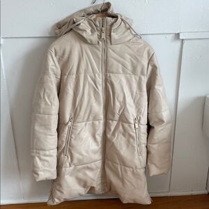 Zara Beige Hooded Puffer Coat